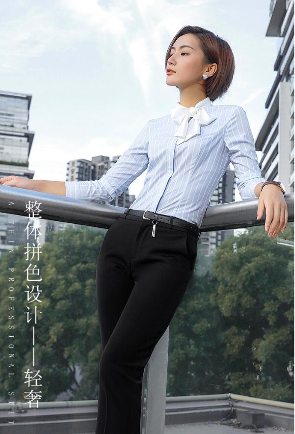 蝴蝶结圆领女士衬衣